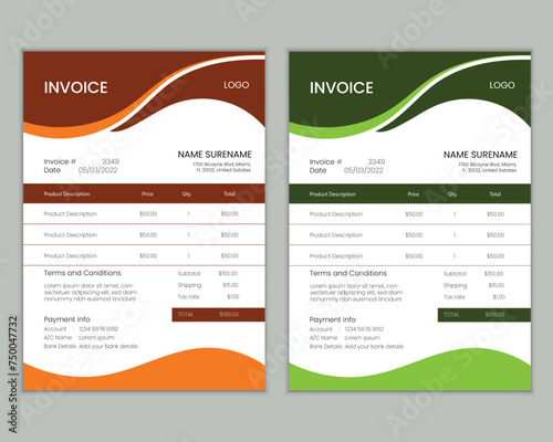 Professional elegant business invoice design