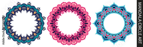 colorful mandala circle set. abstract art design. 
