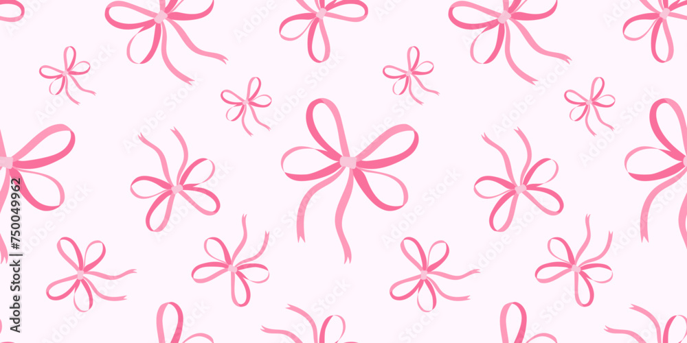 Seamless pattern with pink ribbon bow Seamless pattern with pink ribbon bow