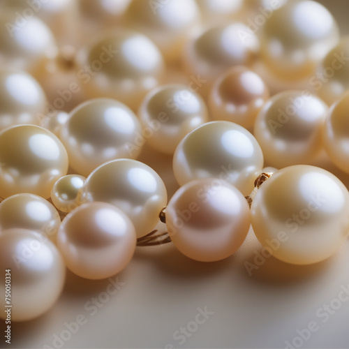 Close-up white pearl string photo for wedding, decoration, craft, wallpaper, birthday, anniversary, jewelry shop, gift for her, mother, grandma, Christmas gift, texture, materials