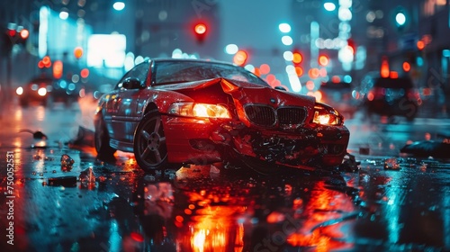 Car accident, crashes injuries, and fatalities on the common road, car safety, and driver errors  photo