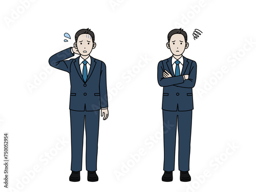困った表情をした会社員の男性、ビジネスマン