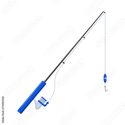 Blue fishing rod isolated on a white background. Vector illustration