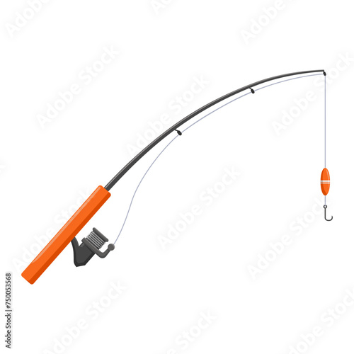 Orange fishing rod isolated on a white background. Vector illustration