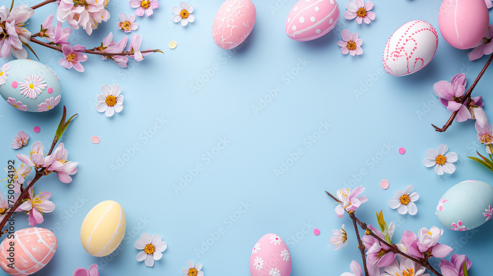 easter still life with eggs and flowers easter still life with eggs and flowers
