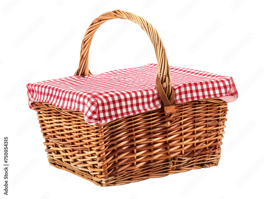 Picnic basket isolated on transparent or white background, png