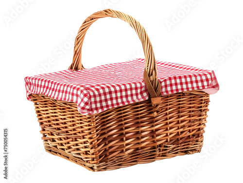 Picnic basket isolated on transparent or white background, png photo