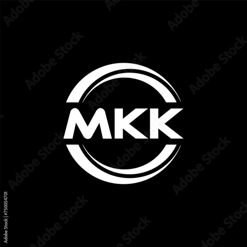 MKK letter logo design with black background in illustrator, vector logo modern alphabet font overlap style. calligraphy designs for logo, Poster, Invitation, etc. photo