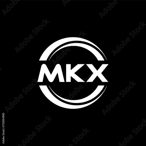 MKX letter logo design with black background in illustrator, vector logo modern alphabet font overlap style. calligraphy designs for logo, Poster, Invitation, etc. photo