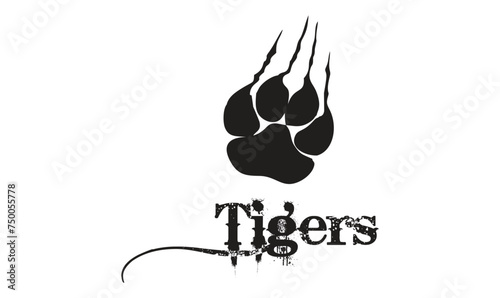 Footprints of a big cat. Paw tiger. Vector-Wild Life Logo Paw and Scratch Claw