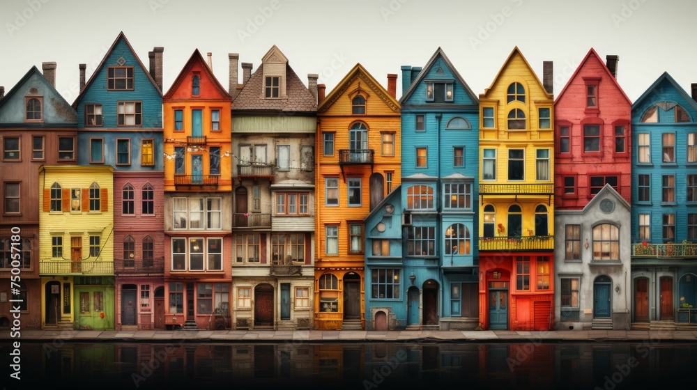 Colorful Houses by Waterfront