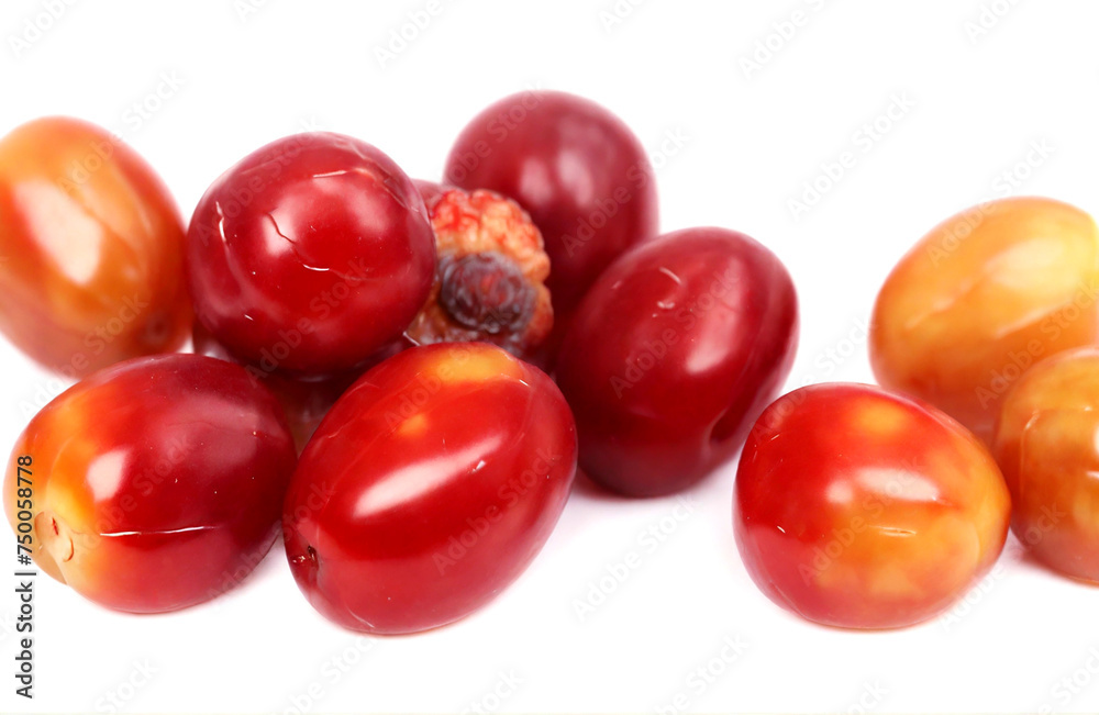 Fresh juicy jujube, cut out isolated on white background Fresh juicy jujube, cut out isolated on white background