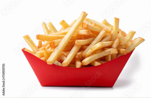 French fries, cut out on white background