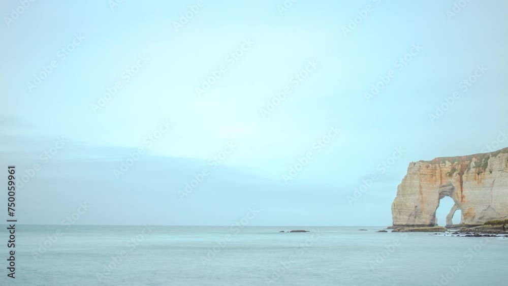 France, Normandy, cliffs of Etretat. Panoramic timelapse of Alabaster Coast France, Normandy, cliffs of Etretat. Panoramic timelapse of Alabaster Coast