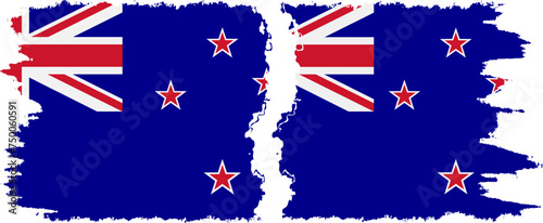 New Zealand and New Zealand grunge flags connection vector