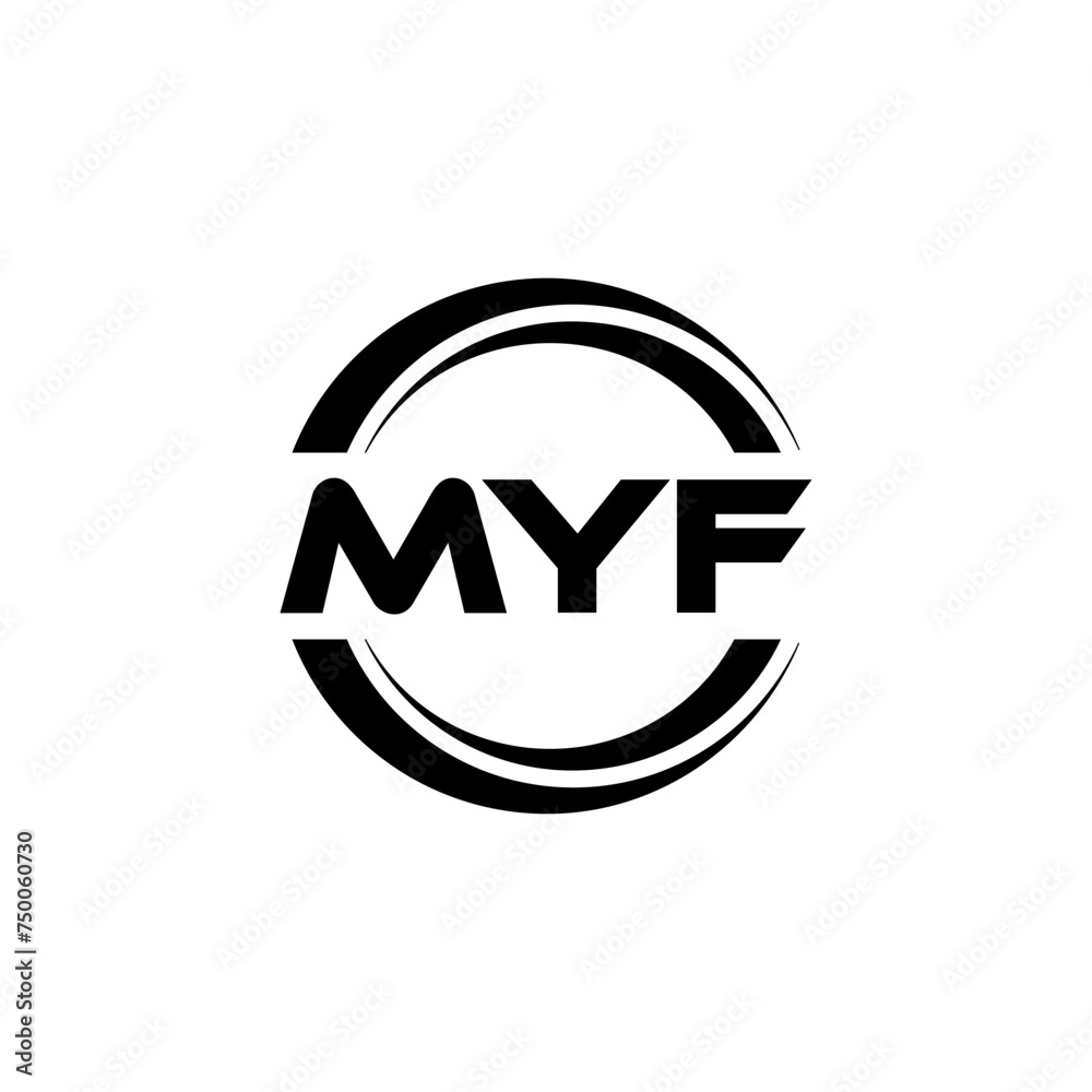 MYF letter logo design with white background in illustrator, vector logo modern alphabet font overlap style. calligraphy designs for logo, Poster, Invitation, etc.