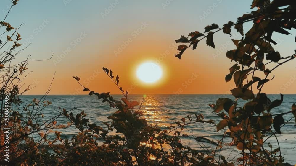 Panoramic view of the Black Sea coast at sunset. A picturesque view of the sunset sky in the evening. View of the golden sunset and waves on the sea near the Kiselyov rock. Tuapse 4K Panoramic view of the Black Sea coast at sunset. A picturesque view of the sunset sky in the evening. View of the golden sunset and waves on the sea near the Kiselyov rock. Tuapse 4K