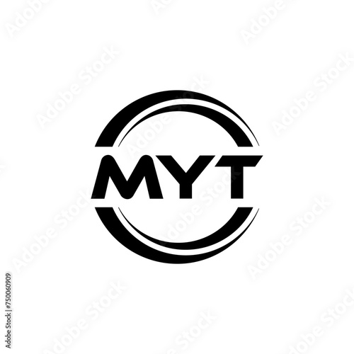 MYT letter logo design with white background in illustrator, vector logo modern alphabet font overlap style. calligraphy designs for logo, Poster, Invitation, etc. photo