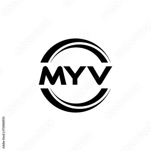 MYV letter logo design with white background in illustrator, vector logo modern alphabet font overlap style. calligraphy designs for logo, Poster, Invitation, etc. photo