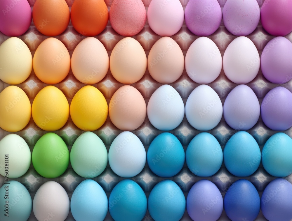 Easter eggs in rainbow colors. Easter concept.