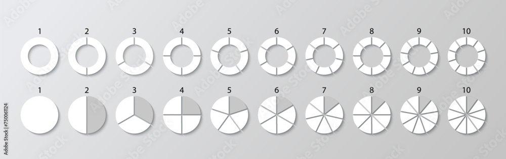 Circle section graph. Circular structure divided into segments ...