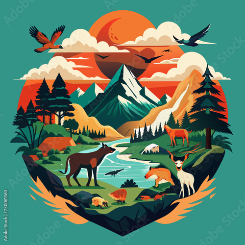 Tshirt sticker for Wild and Free Channel your inner adventurer with a design featuring majestic wildlife roaming freely in nature