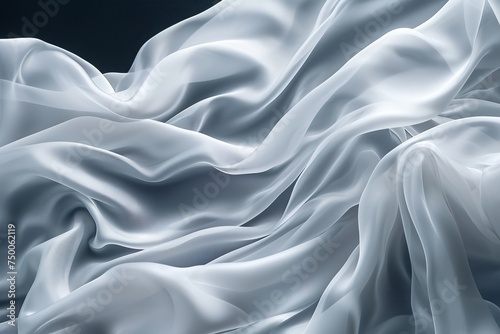 Close up texture of Flowy white fabric photo