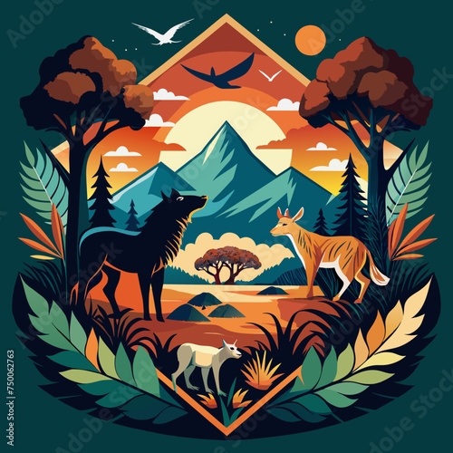 Tshirt sticker for Wild and Free Channel your inner adventurer with a design featuring majestic wildlife roaming freely in nature