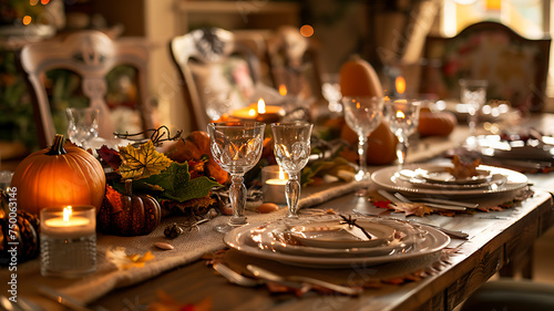banquet table decorated with autumn motifs