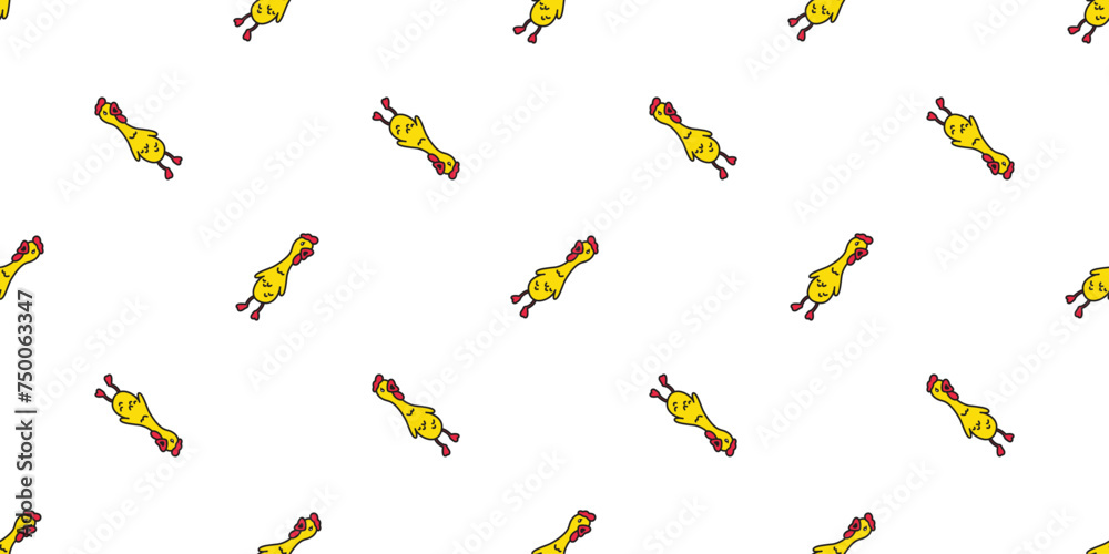 Fototapeta premium chicken seamless pattern duck Squeaky chicken bird vector pet wrapping paper scarf isolated doodle cartoon animal farm tile wallpaper repeat background illustration design