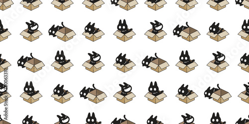 cat seamless pattern paper box vector kitten calico neko munchkin pet cartoon doodle tile background gift wrapping paper repeat wallpaper illustration isolated design © CNuisin