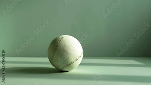 This is a 3D rendering of a generic white baseball. It is sitting on a green surface with a green background.