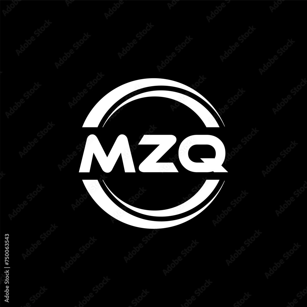MZQ letter logo design with black background in illustrator, vector logo modern alphabet font overlap style. calligraphy designs for logo, Poster, Invitation, etc.