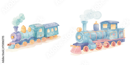 cute train watercolour vector illustration