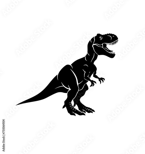 Silhouette of a T-Rex, black silhouette on white background, editable svg, generated with AI