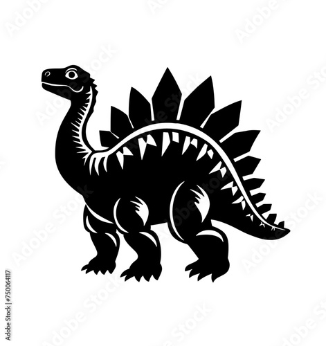 Silhouette of a Stegosaurus dinosaur  black silhouette on white background  editable svg  generated with AI