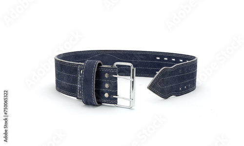 blue suede leather wieght lifting belt isolated