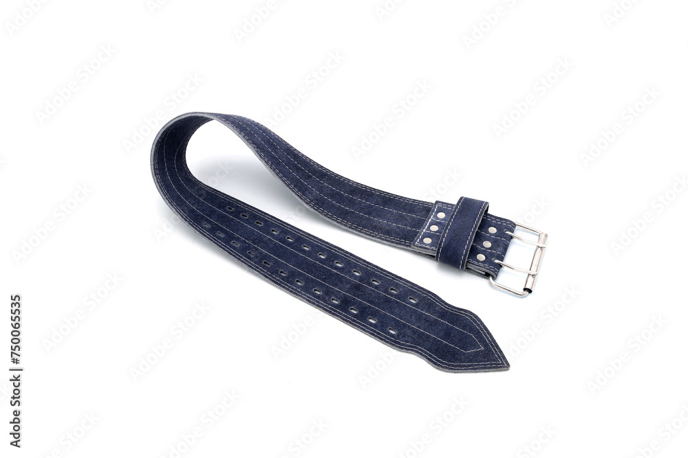 blue suede leather wieght lifting belt isolated blue suede leather wieght lifting belt isolated