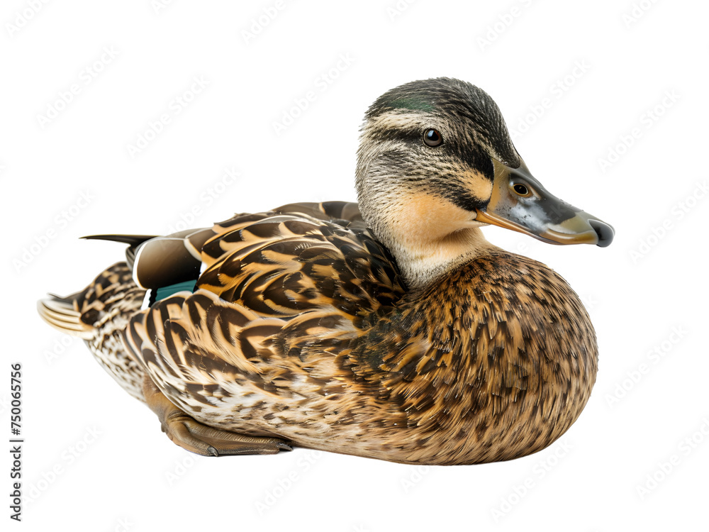 A single duck standing on a white background A single duck standing on a white background