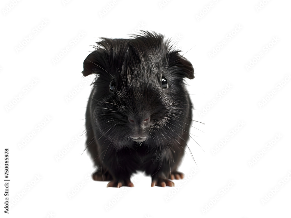 Fototapeta premium guinea pig looks up on a white background