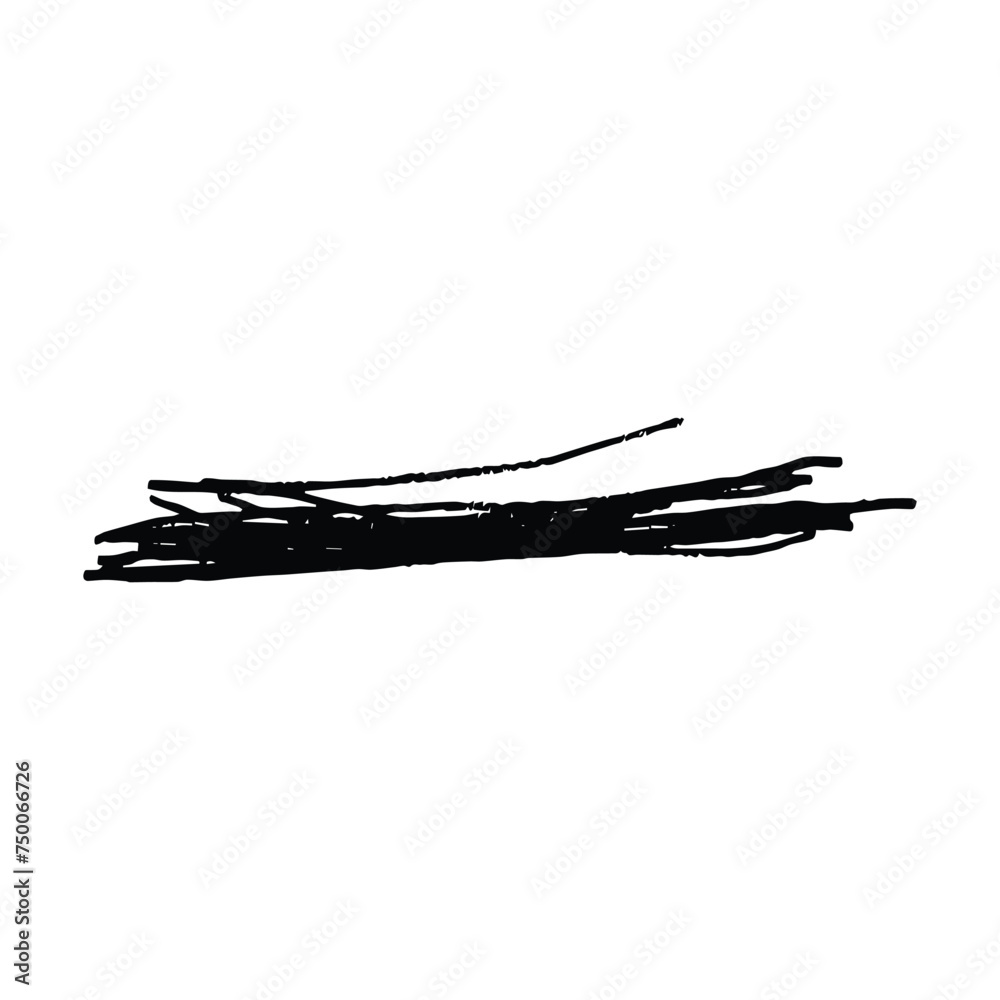 Brush stroke line element, grunge charcoal hand drawn hatches scribble marker art brushes line, chalk texture doodle drawing design illustration