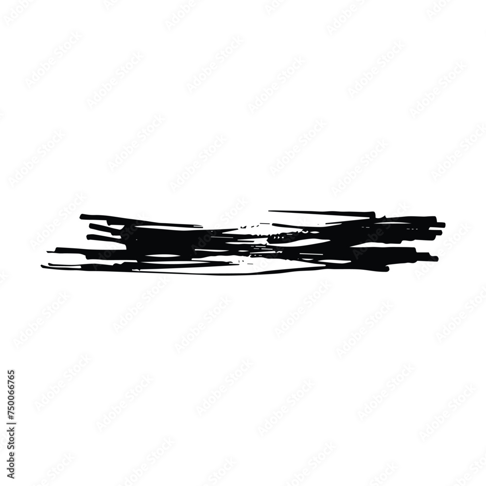 Brush stroke line element, grunge charcoal hand drawn hatches scribble marker art brushes line, chalk texture doodle drawing design illustration