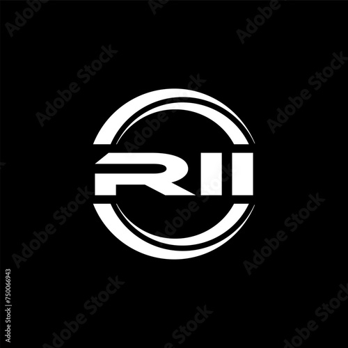 RII letter logo design with black background in illustrator, vector logo modern alphabet font overlap style. calligraphy designs for logo, Poster, Invitation, etc. photo