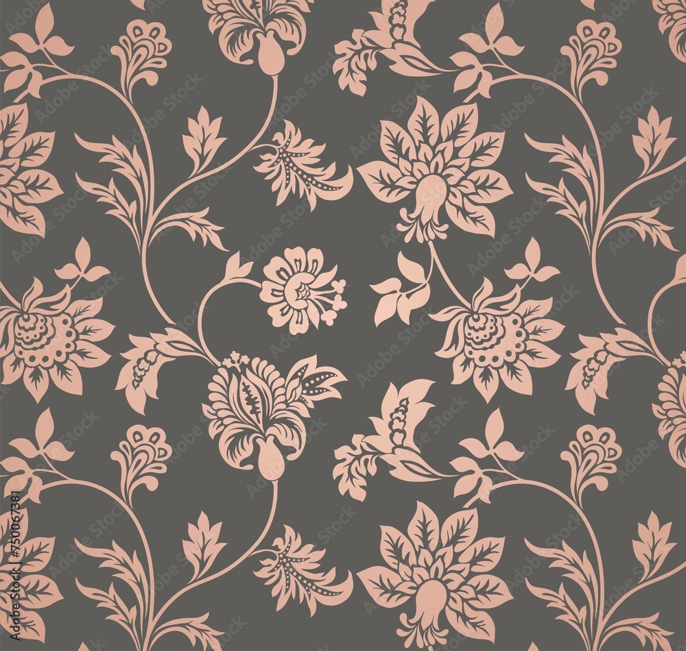 Fototapeta premium Colorful wedding card design, paisley floral pattern , India 