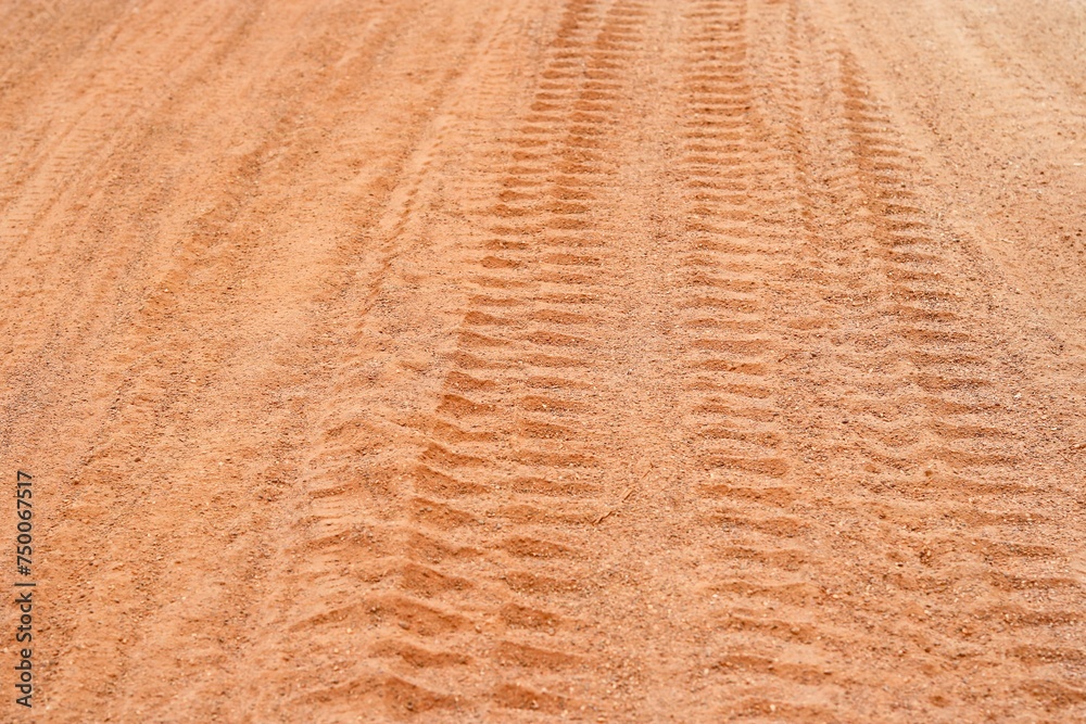 Tractor tire track print on dirt road Tractor tire track print on dirt road