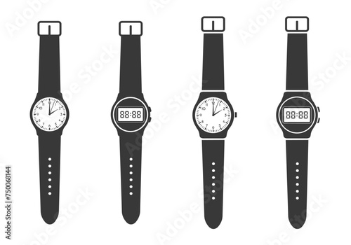 Wristwatch set. Flat vector illustration. White background.