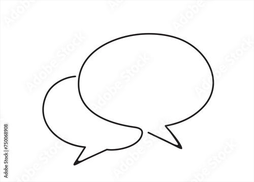 Continuous line drawing of rectangular speech bubble, Black and white vector minimalistic linear illustration made of one line