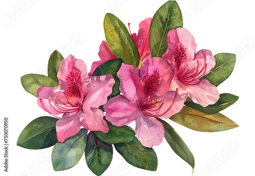 Rhododendron Flowers watercolor illustration painting botanical art. photo
