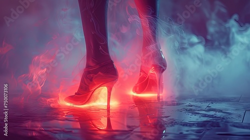 Women feet smoke art