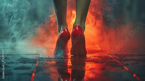 Women feet smoke art